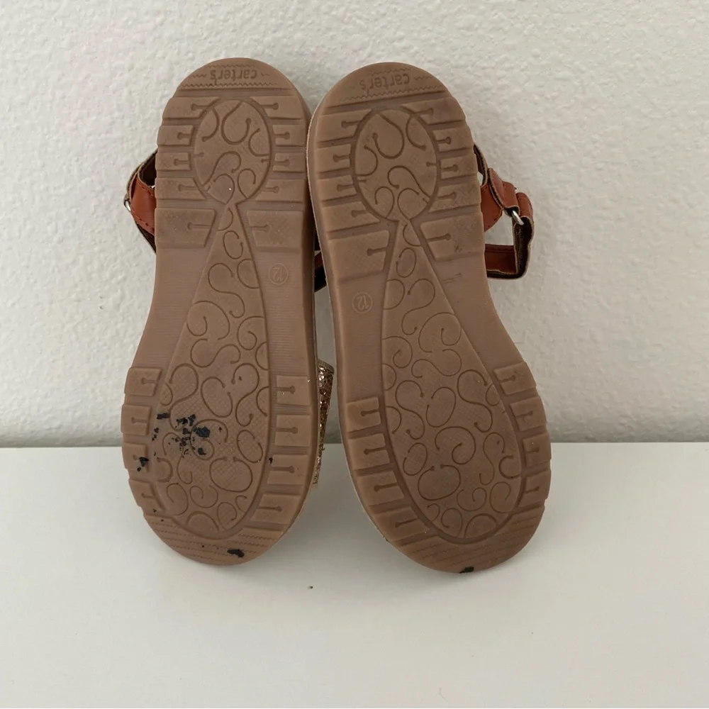 Carters Girls Gold Glitter Blondy-CR Sandals Size 12 Hook And Loop‎ Straps